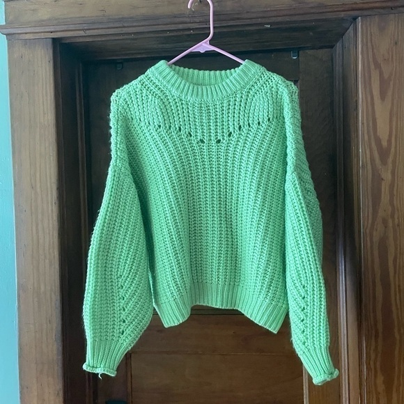 Elodie Lime Green Chunky Cable Knit Sweater Small - Picture 4 of 9